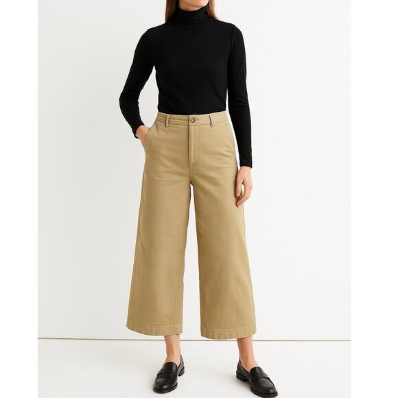 PRINCESS POLLY Wide-Leg Pant | Size 10 | Khaki Cotton Blend | Minimalist Neutral - Picture 1 of 11